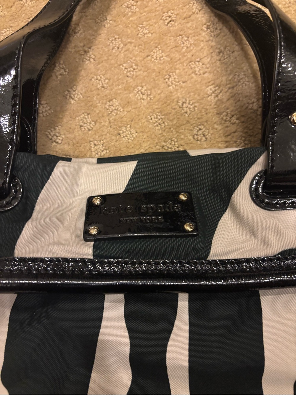 Vintage Kate Spade Black and White Striped Tote Bag